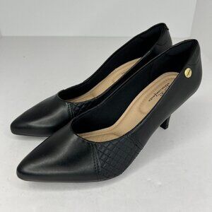 Modare Womens Black Ultra Conforto Pointed Toe Slip On Leather Size 8 Pumps